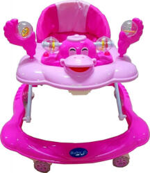 NOVOKIDS Premergator reglabil in 3 trepte NOVOKIDS Baby C, cu melodii, roti silentioase din silicon, Ratusca, Pliabil, Roz (NKBBCPINK)