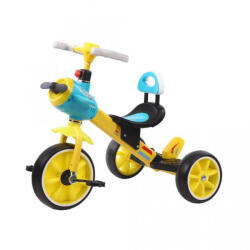 NOVOKIDS Tricicleta cu pedale NOVOKIDS Plane Trike, Cu melodii si lumini, Max 30 kg, Roti din spuma cauciucata, Cadru metalic, Model avion, Galben (NKPLNETRIKEYELLOW)