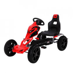 NOVOKIDS Kart cu pedale pentru copii NOVOKIDS® Adrenaline Kart PRO, 5-8 ani , 122 cm lungime, Carena, Structura metalica, Frana de mana, Functie FreeWheel, Scaun Ajustabil, Mers cu spatele, Rosu (NKADRENKARTRE