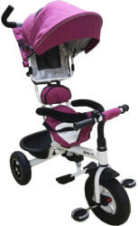 Baby Care Tricicleta cu copertina Baby Care My first Trike , pedale si maner pentru parinti, scaun reversibil cu invartire 360 grade, cadru metalic, Fucsia (TRICIBBCFUCS)