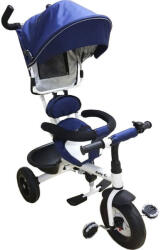 Baby Care Tricicleta cu copertina Baby Care My first Trike , pedale si maner pentru parinti, scaun reversibil cu invartire 360 grade , cadru metalic, Albastru (TRIBCBLUE)