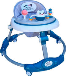 NOVOKIDS Premergator reglabil in 6 trepte de inaltime NOVOKIDS Little Kitty, Cu melodii, Pliabil, Max 20 kg, Roti silentioase, Model Pisicuta, Verde Turquoise (NKLTLKTYWLKTURQ)