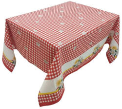 CASA GINO Fata de masa cu carouri alb si rosii si margarete CASA GINO , bumbac 100%, 150X160, masa 6 persoane, Rosu cu margarete (FMSAHMARGARETERED) Fata de masa