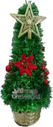 NOVOKIDS Brad artificial de Craciun NOVOKIDS Mini Christmas Tree, Pentru casa si birou, Cu decoratiuni si suport incluse, Coroana bogata, Inaltime 35 cm, Pom de Craciun, Ecologic, Verde (NKMINICHRTGREEN)