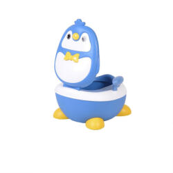 NOVOKIDS Olita 2 in 1 pentru copii NOVOKIDSª Happy Penguin , Vas detasabil, Plastic non toxic, Model Pinguin, Albastru (NKHPENGPTYBLUE) Olita