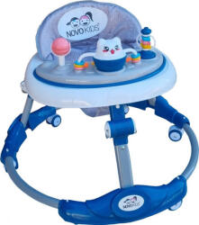NOVOKIDS Premergator reglabil in 6 trepte de inaltime NOVOKIDS Little Kitty, Cu melodii, Pliabil, Max 20 kg, Roti silentioase, Model Pisicuta, Albastru (NKLTLKTYWLKBLUE)