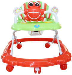 NOVOKIDS Premergator Reglabil in 3 Trepte Jolly Kids Broscuta, Pliabil, 8 Roti, Cu Melodii, Rosu (RFROG)