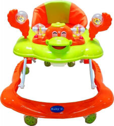 NOVOKIDS Premergator reglabil in 3 trepte NOVOKIDS Baby C, cu melodii, roti silentioase din silicon, Ratusca, Pliabil, Verde si Portocaliu (NKBBCORGR)