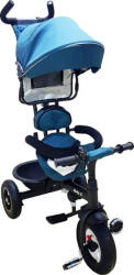 Baby Care Tricicleta cu copertina Baby Care My first Trike , roti cauciuc, pedale si maner pentru parinti, scaun reversibil cu invartire 360 grade , cadru metalic, dimensiuni 100X45X90 cm, Turquoise (TRITIBBCAQ