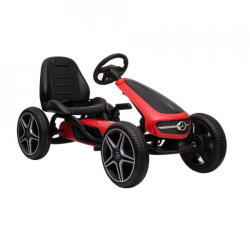 NOVOKIDS Kart cu pedale pentru copii NOVOKIDS® Mercedes Benz Kart PRO, Cu claxon si melodii, Carena, Structura metalica, Frana de mana, Functie FreeWheel, Scaun Ajustabil, Mers cu spatele, Rosu (NKMCDKARTRED)