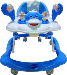 NOVOKIDS Premergator reglabil in 3 trepte NOVOKIDS Baby C, cu melodii, roti silentioase din silicon, Ratusca, Pliabil, Albastru (NKBBCBLUE)