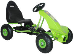 NOVOKIDS Kart cu pedale pentru copii NOVOKIDS® Champion Kart PRO, roti din cauciuc, Carena, Structura metalica, Frana de mana, Functie FreeWheel, Scaun Ajustabil, Mers cu spatele, Vernil (NKCHAMPKARTGREEN)