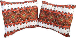 CASA GINO Set 2 fete de perna cu motive traditionale Casa Gino®, din bumbac 100%, dimensiune 40X40 centimetri, model Traditional cu Rosu (SET2FPTRADRED40X40) Lenjerie de pat