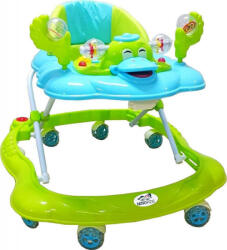 NOVOKIDS Premergator Reglabil in 3 Trepte NOVOKIDS Happy Duck , cu roti din silicon, Ratusca, Pliabil, 8 Roti, Cu Melodii, Verde Turquoise (NKHDTURQ)