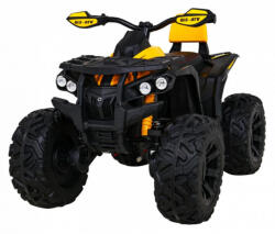 NOVOKIDS ATV Electric cu acumulator pentru copii NOVOKIDS PowerQuad PRO , Cu melodii si lumini, Lungime 103 cm, 3-8 ani , Max 35 kg , Roti EVA, 12V, 4 motoare, Negru cu Galben (NKPWRATVYLW)