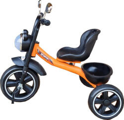 NOVOKIDS Tricicleta cu pedale NOVOKIDS My First Chopper Trike, Cu melodii si lumini, Max 30 kg, Roti din spuma cauciucata EVA, Cadru metalic, Model motocicleta, Portocaliu (NKMFCHOPPERTORNGE)