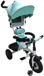 Baby Care Tricicleta cu copertina Baby Care My first Trike, pedale si maner parinti, scaun reversibil cu invartire 360 grade, cadru metalic, Verde Turquise (TRITIBBCGREEN)