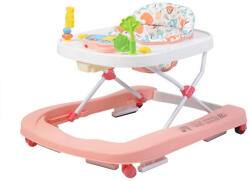 NOVOKIDS Premergator Premium reglabil in 3 trepte de inaltime NOVOKIDS ZooZoo Baby , Roti silentioase din silicon, Cu melodii, Animalute, Pliabil, Roz (NKZOOPINK)