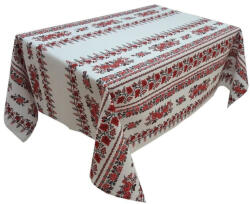 CASA GINO Fata de masa pentru living si bucatarie CASA GINO , cu motive traditionale, bumbac 100%, 150X210 cm, masa 12 persoane, model Trandafiri (FMCGTRANDA12) Fata de masa