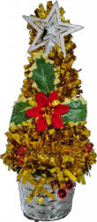NOVOKIDS Brad artificial de Craciun NOVOKIDS Mini Christmas Tree, Pentru casa si birou, Cu decoratiuni si suport incluse, Coroana bogata, Inaltime 35 cm, Pom de Craciun, Ecologic, Auriu Gold (NKMINICHRTGOLD)