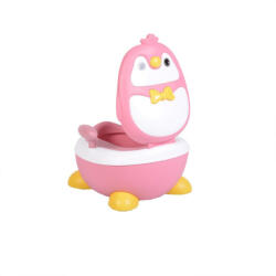 NOVOKIDS Olita 2 in 1 pentru copii NOVOKIDSª Happy Penguin , Vas detasabil, Plastic non toxic, Model Pinguin, Roz (NKHPENGPTYPINK)