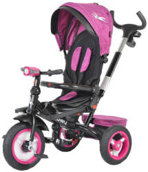NOVOKIDS Tricicleta cu copertina detasabila NOVOKIDS Jockey Trike , Cu far luminos si melodii, Roti gonflabile din cauciuc, Rotire 360 grade , Cadru metalic, Dimensiuni 120X54X100 cm, Mov (NKJCKEYTRKEPURPLE)