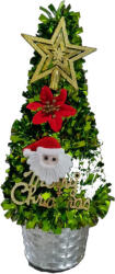 NOVOKIDS Brad artificial de Craciun NOVOKIDS Mini Christmas Tree, Pentru casa si birou, Cu decoratiuni si suport incluse, Coroana bogata, Inaltime 35 cm, Pom de Craciun, Ecologic, Verde Deschis (NKMINICHRTLIGH
