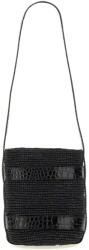 MANEBI Geanta de umar dama MANEBI BUCKET BAG (L9.8CT_RAFFIA&LEATHERBLACK&BLACK)