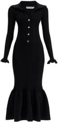 Self-Portrait Rochie dama SELF PORTRAIT knit midi dress with button detailing (AW24 071M B BLACK)