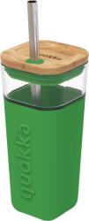 Quokka Cană Quokka Liquid Cube Green 540 ml din sticlă cu pai (40061)