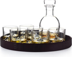 Liiton Carafă pentru whisky Everest Luxury cu pahare, suporturi și tavă 14 el (L10500) Pahar
