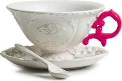 Seletti Ceașcă pentru ceai I-Tea fucsia cu farfurioară și linguriță (09858fuc)