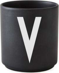 Design Letters Cană AJ litera V neagră de porțelan (10204000V)