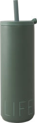 Design Letters Cană termică Design Letters Life 500 ml verde cu pai (30101023MTLGRNLIFE)
