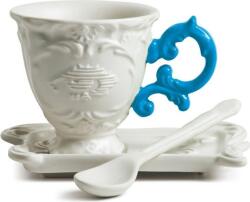 Seletti Ceașcă pentru cafea I-Coffee albastră cu farfurioară și linguriță (09859azz)