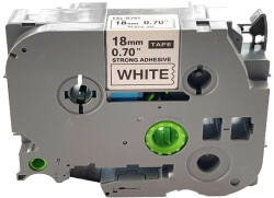 AIMO Banda laminata cu adeziv puternic compatibila Brother TZe-S241, 18 mm, negru pe alb, pentru suprafete plane si aplicatii industriale (BHATZES241)