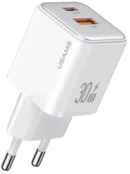 USAMS Бързо зарядно устройство Usams PD30W+QC3.0 A+C Dual-port, бяло (CC189TC02)