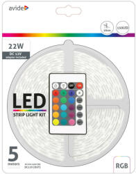 Avide LED Szalag Bliszter 12V 7.2W SMD5050 30LED RGB IP65 5m (ADABLSBL12V5050-30RGB65)