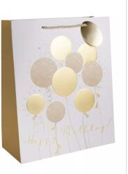 QX Pungă cadou cu inscripția Happy Birthday, 11x 14 cm - auriu (370358)