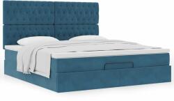 vidaXL Ottomán ágykeret matracokkal sötétkék 160x200cm bársony (3313557) - pepita