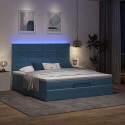 vidaXL Ottomán ágykeret matracokkal sötétkék 160x200cm bársony (3314334)