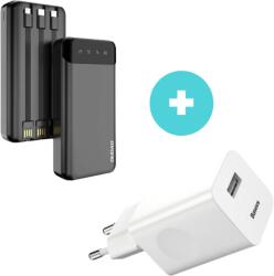 Dudao nagy teljesítményű powerbank 3 beépített kábellel 20000mAh + Baseus Fali töltő adapter csomag (K6Pro+-CCALL-BX02)