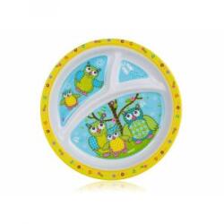 BANQUET Tányér lapos osztott 21 cm műanyag bagoly mintával 12KMK1001OWL Kifutó termék! (12KMK1001OWL)