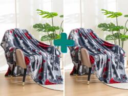  2x Patura din microplus gri de Craciun CHRISTMAS MAGIC 150x200 cm Patura