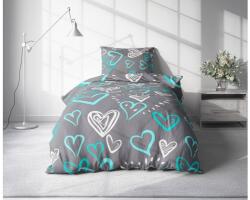  Lenjerie din flanel BLUE HEARTS gri Dimensiune lenjerie de pat: 70 x 90 cm | 140 x 200 cm Lenjerie de pat