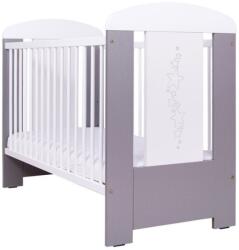 Csillagos rácsos baba kiságy 60×120 cm - Fehér/szürke ezüst csillaggal