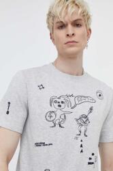 Desigual pamut póló JAVIER szürke, férfi, mintás, 24SMTK43 - szürke XXL