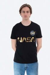 Alpha Industries pamut póló NASA Reflective T fekete, nyomott mintás - fekete M