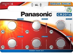 Panasonic CR2016 3V lítium gombelem 6db/csomag - tobuy