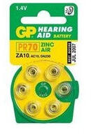 GP Batteries Hearing Aid ZA10 (7005ZD, PR70) Cink-levegő hallókészülék elem 6db/bliszter